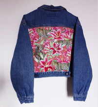 Load image into Gallery viewer, &#39;Valley&#39; Denim waistcoat, Pink Leopard Lily design *Limited Edition*